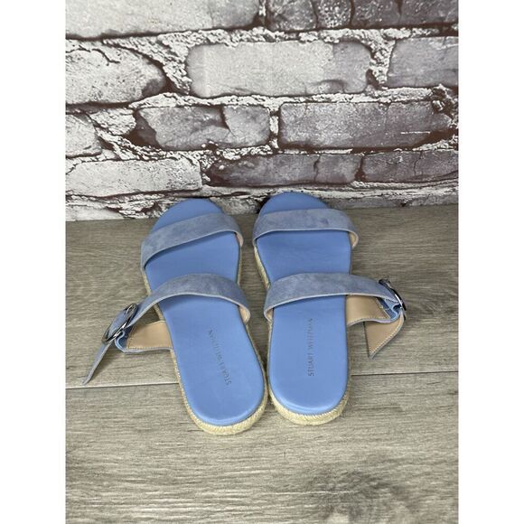 Stuart Weitzman Periwinkle Blue Suede Leather Espadrille Sandals Women 6B US/37 - Picture 7 of 16